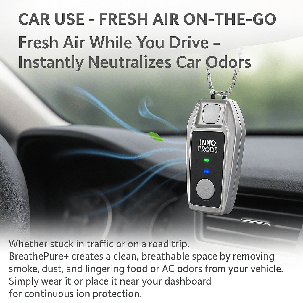 4S Enterprises Air Cleaners Inno Prods Filter Free Portable Air Purifier, Mini Wearable Air Purifier for Neck, Electric Air Freshner, Personal Portable Negative Ionizer for Dust, Smoke, Odor, Pollen for Home, Bedroom, Car
