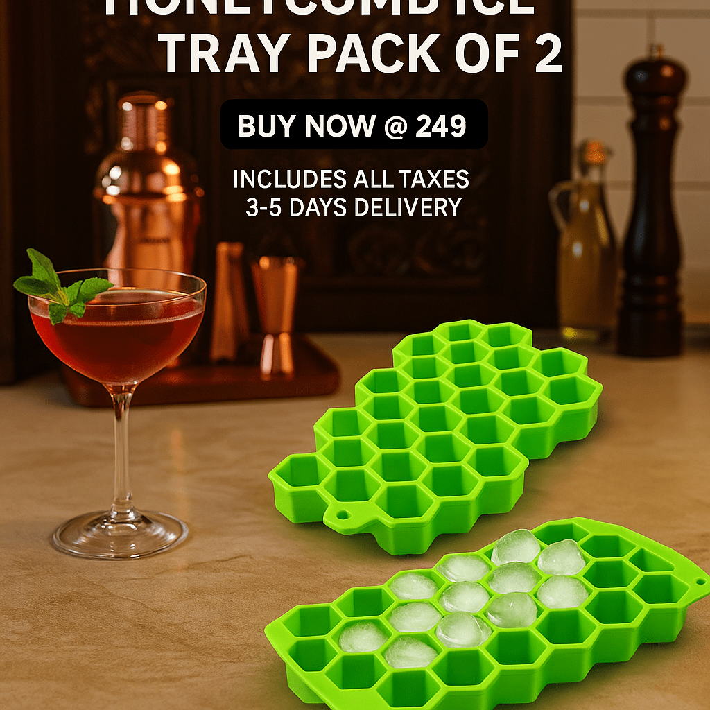 Inno Prods Home Improvement Flexible Silicone Honeycomb Design 37 Cavity Ice Cube Molds (Pack of 2 - Multicolor)