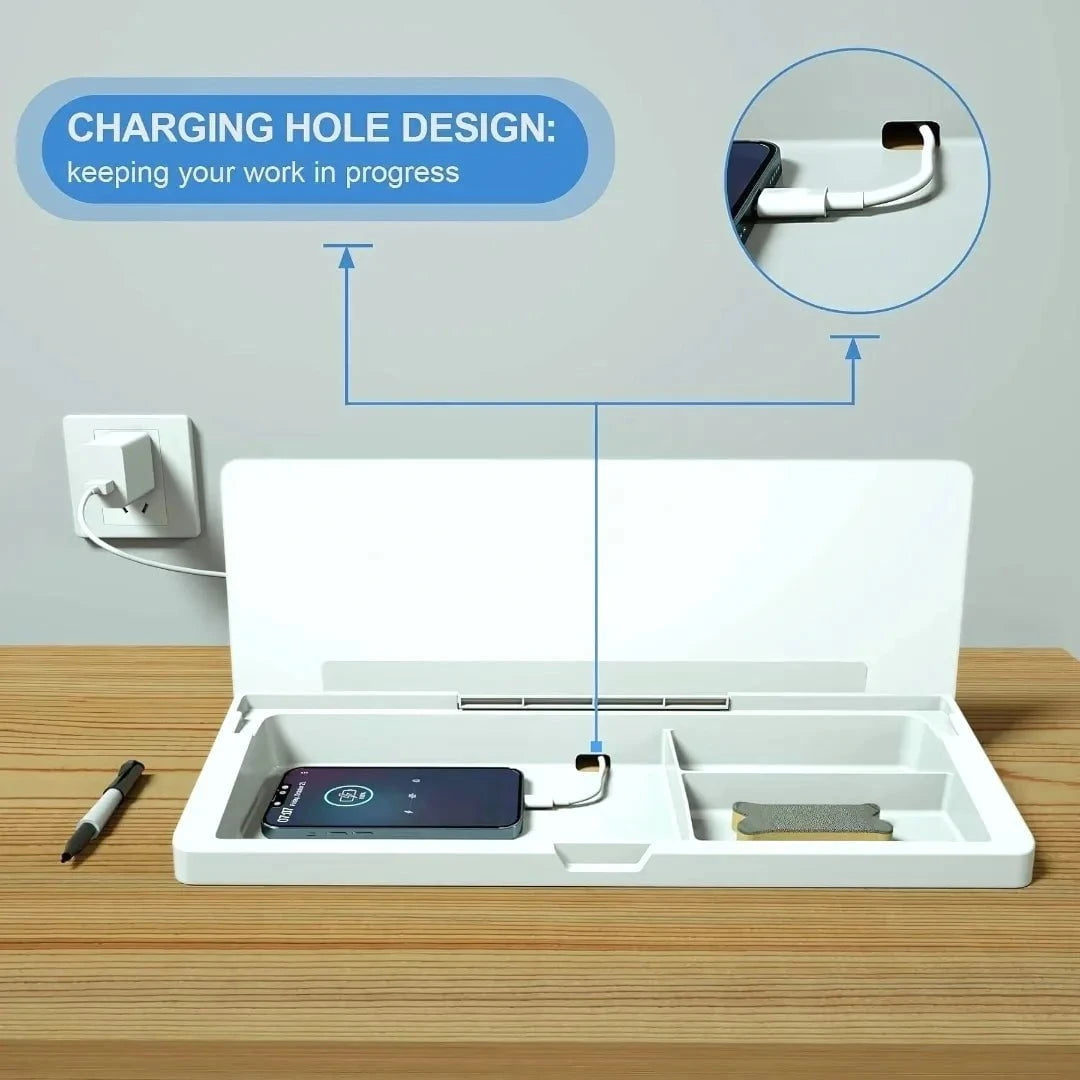 Inno Prods Office Supplies Storage Desk Board – Ergonomic Glass Whiteboard with Storage