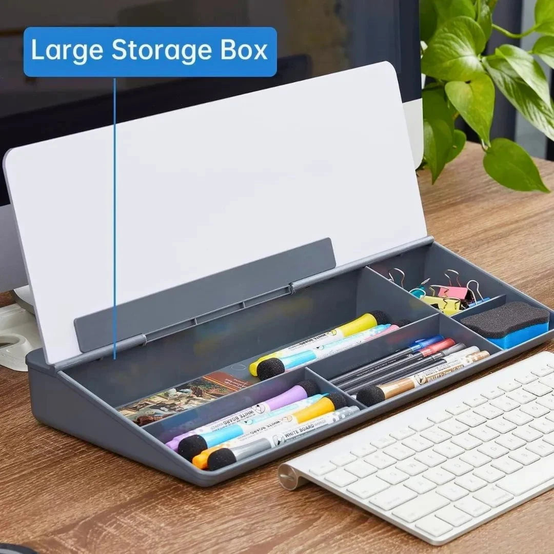 Inno Prods Office Supplies Storage Desk Board – Ergonomic Glass Whiteboard with Storage