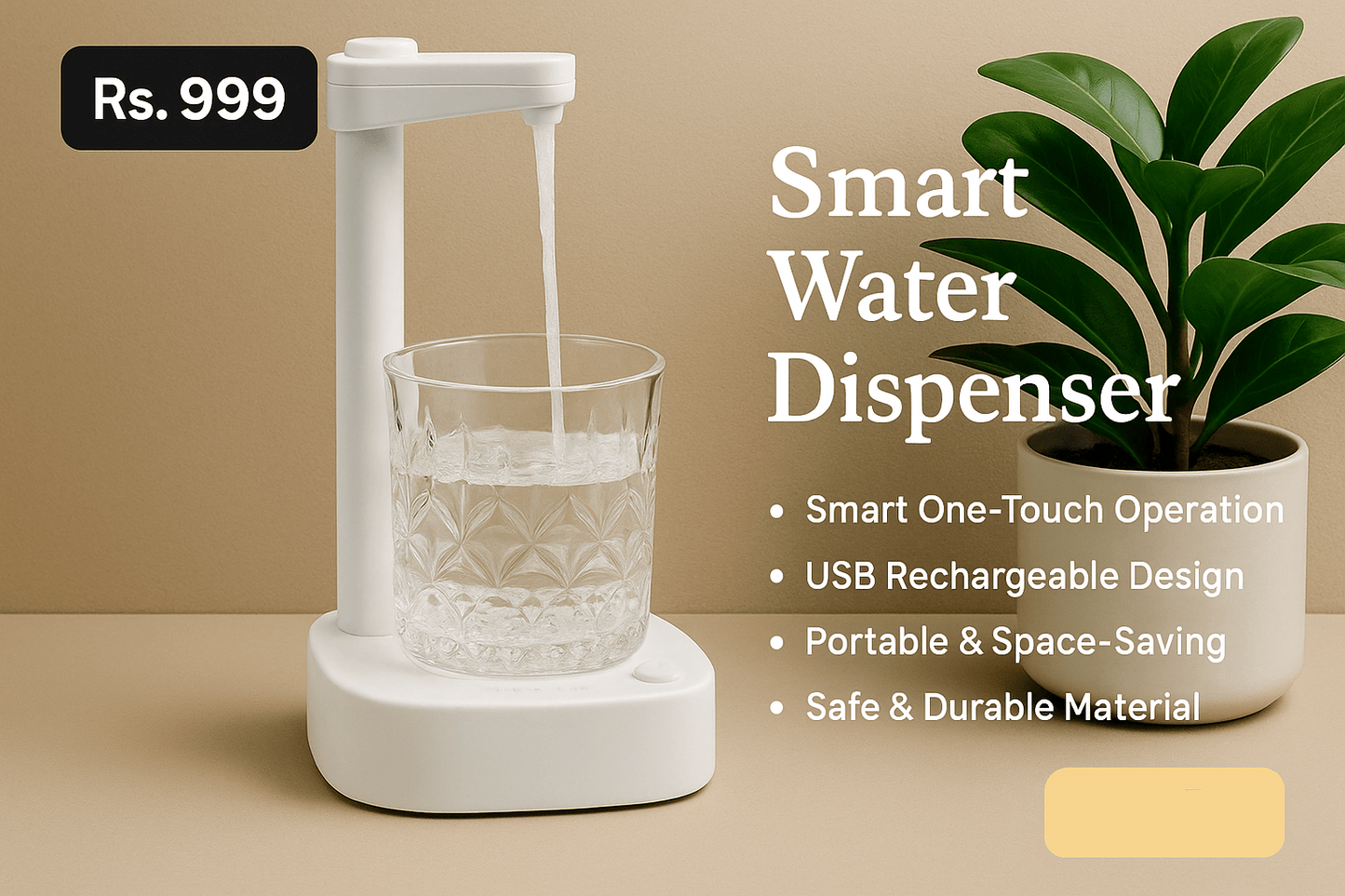 Wukusy Home Improvement Smart USB Table Water Dispenser – Portable One-Button Pump