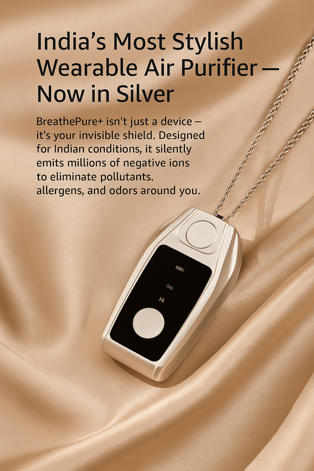 4S Enterprises Air Cleaners Inno Prods Filter Free Portable Air Purifier, Mini Wearable Air Purifier for Neck, Electric Air Freshner, Personal Portable Negative Ionizer for Dust, Smoke, Odor, Pollen for Home, Bedroom, Car