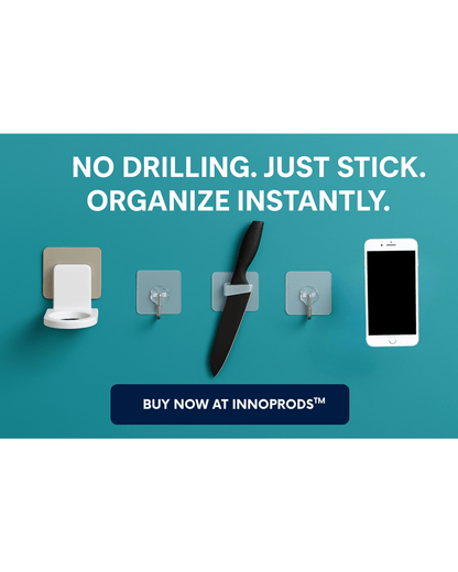 4S Enterprises Home & Kitchen Inno Prods™ Multipack Multi-Purpose No-Drill Adhesive Double Tape / Hook / Holders | DIY Home Organizers