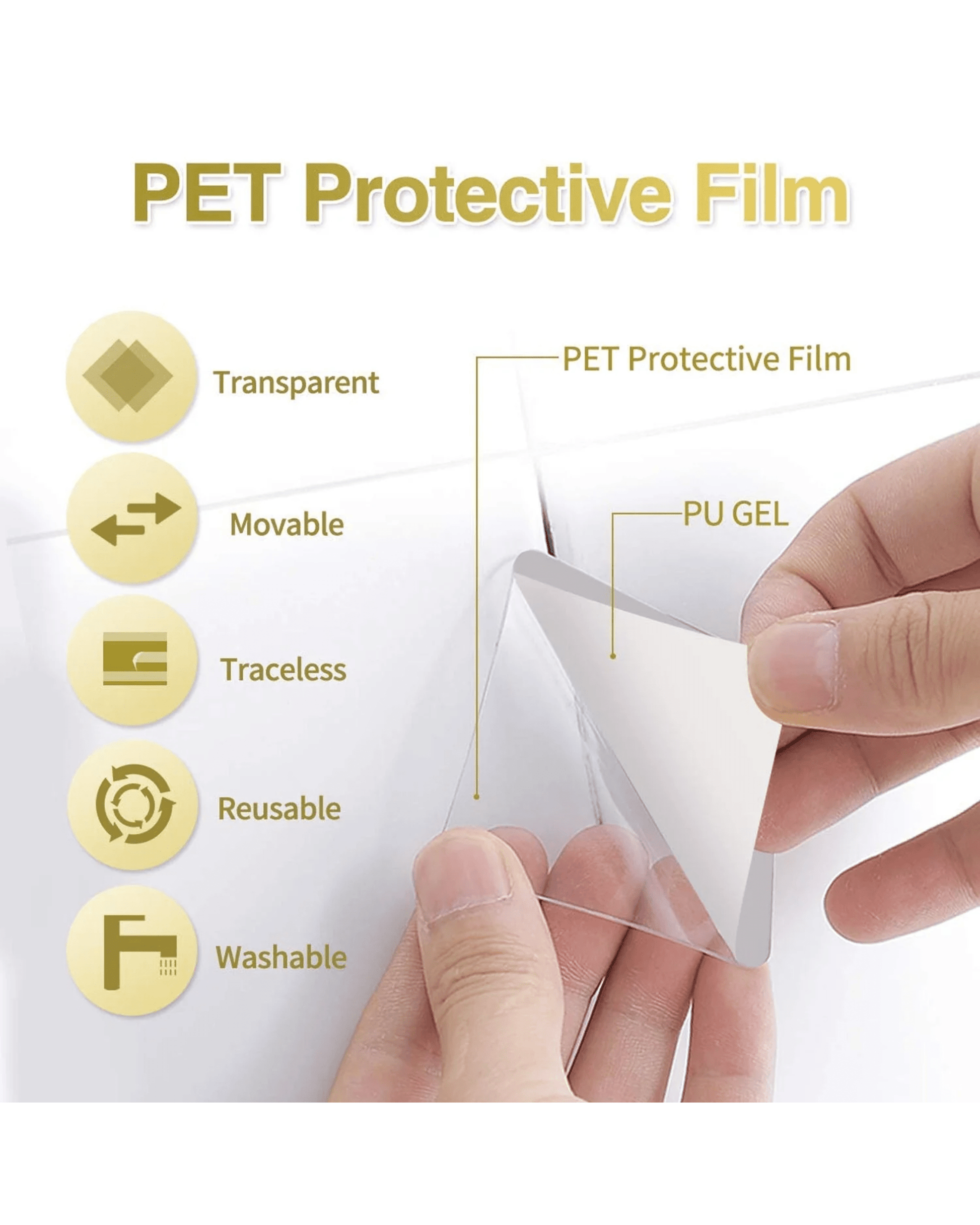 4S Enterprises Home & Kitchen Nano Adhesive Tape (0.8mm Double-Sided) (Pack of 50) Inno Prods™ Multipack Multi-Purpose No-Drill Adhesive Double Tape / Hook / Holders | DIY Home Organizers