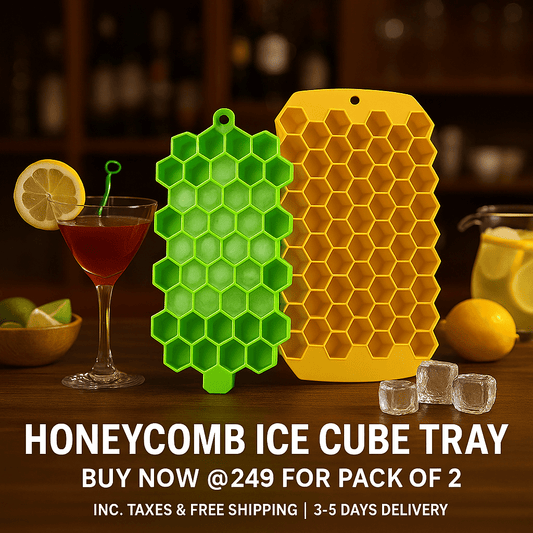 Inno Prods Home Improvement Flexible Silicone Honeycomb Design 37 Cavity Ice Cube Molds (Pack of 2 - Multicolor)