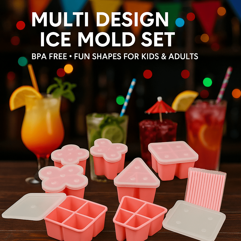 Inno Prods Home Improvement Multi Design Ice Mold Set Multi Shaped BPA Free Ice Maker For Kids And Adults Set of 8