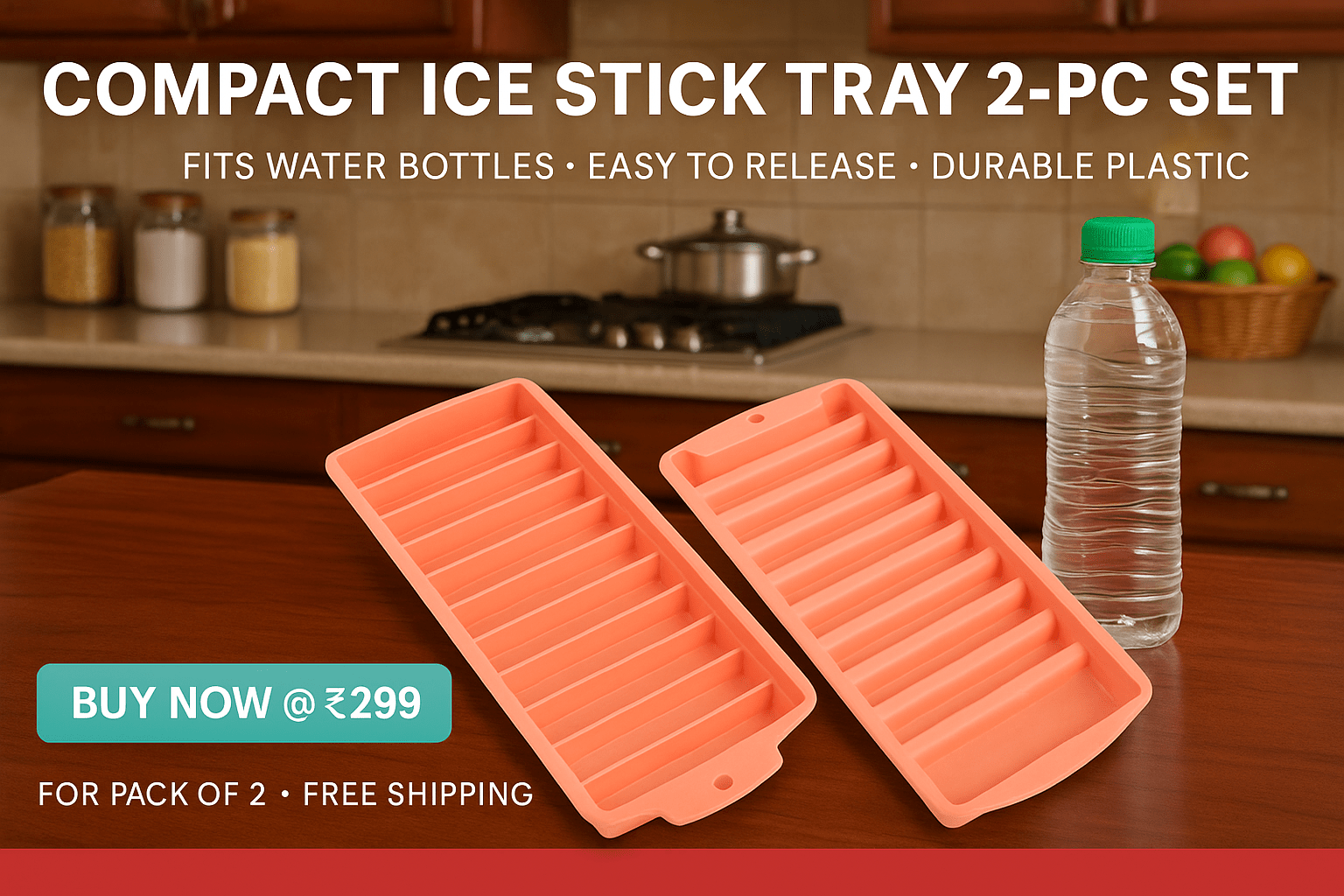 Inno Prods Home & Kitchen Compact Plastic Ice Stick Tray ( Pack of 2)