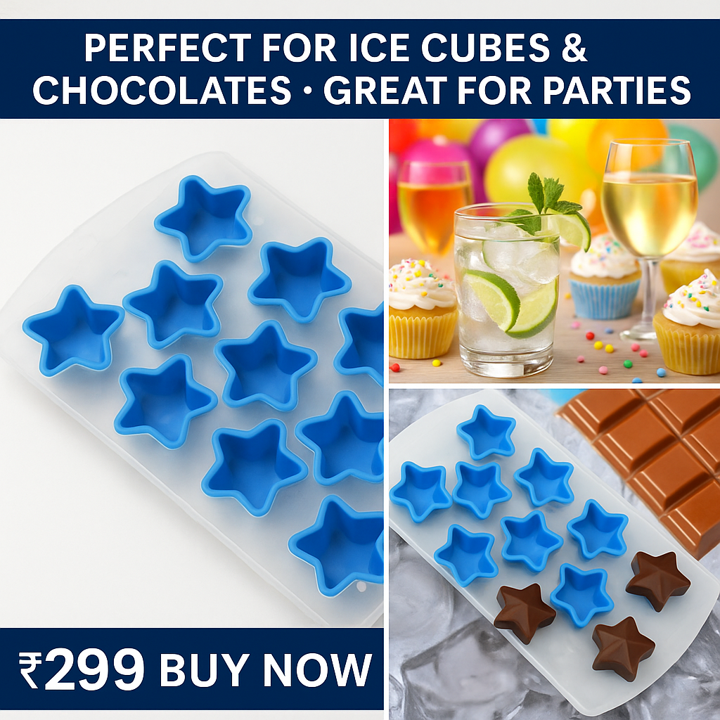 Inno Prods Home & Kitchen Silicone Mold Ice Cube Tray Creative Star Multi Type Ice Mold (Pack of 3)