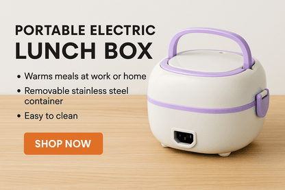 Inno Prods Kitchen Essentials Portable Electric Lunch Box – 2 Steel Container | Portable Food Warmer with Stainless Steel Container