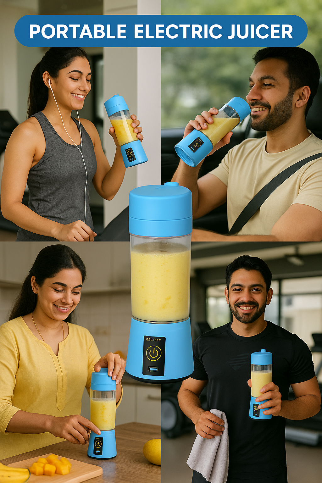 Inno Prods Kitchen Tool 🔋 Portable 6-Blade USB Juicer Blender – Powerful Motor, Rechargeable & Compact