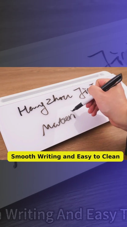 Storage Desk Board – Ergonomic Glass Whiteboard with Storage