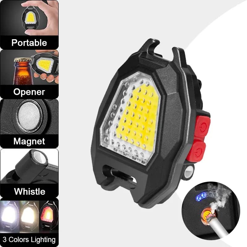 6‑Mode Rechargeable Flashlight with Lighter – Keychain, IPX6 