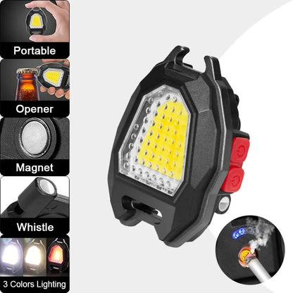 6‑Mode Rechargeable Flashlight with Lighter – Keychain, IPX6 