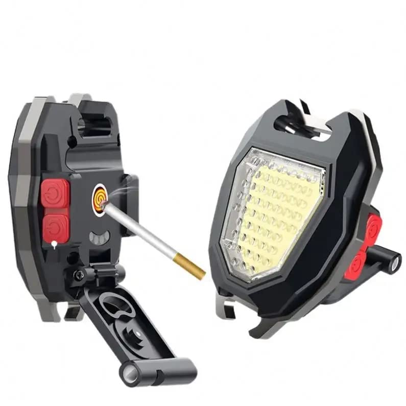 6‑Mode Rechargeable Flashlight with Lighter – Keychain, IPX6 