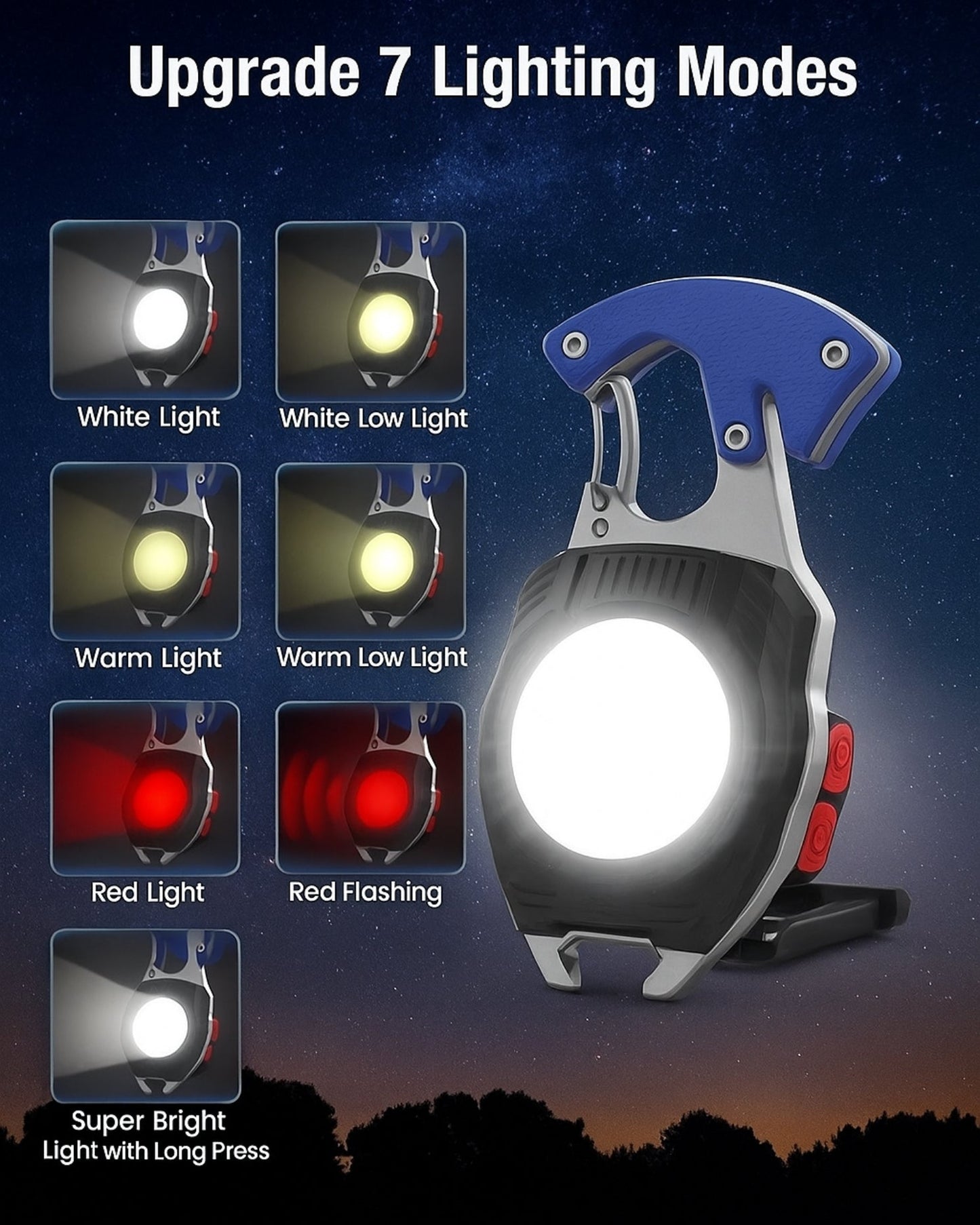 Multipurpose Rechargeable LED Flashlight with Windproof Lighter, Magnetic, Keychain & Waterproof 