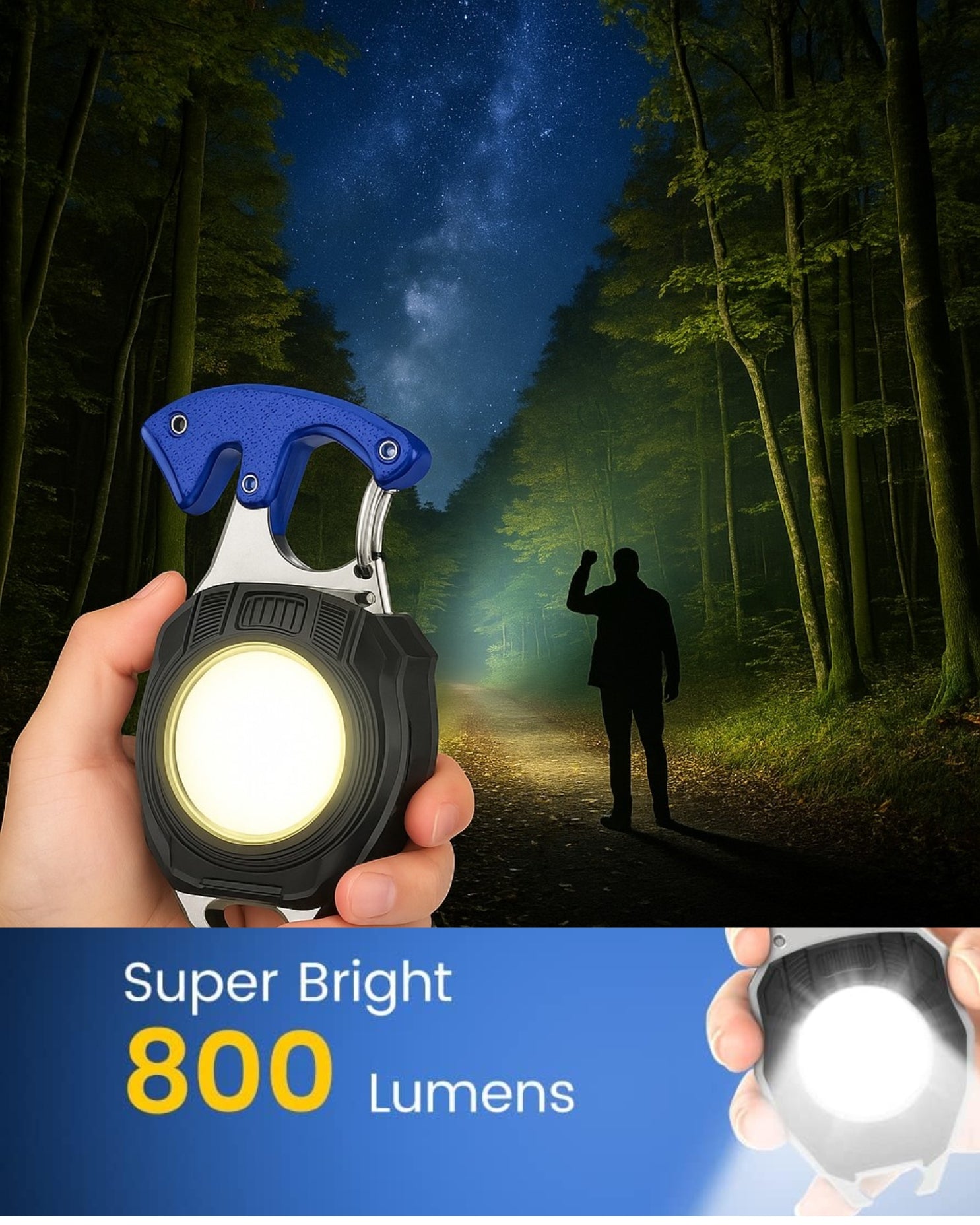 Multipurpose Rechargeable LED Flashlight with Windproof Lighter, Magnetic, Keychain & Waterproof 