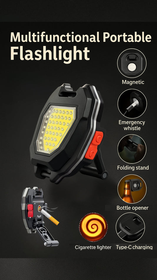6‑Mode Rechargeable Flashlight with Lighter – Keychain, IPX6 