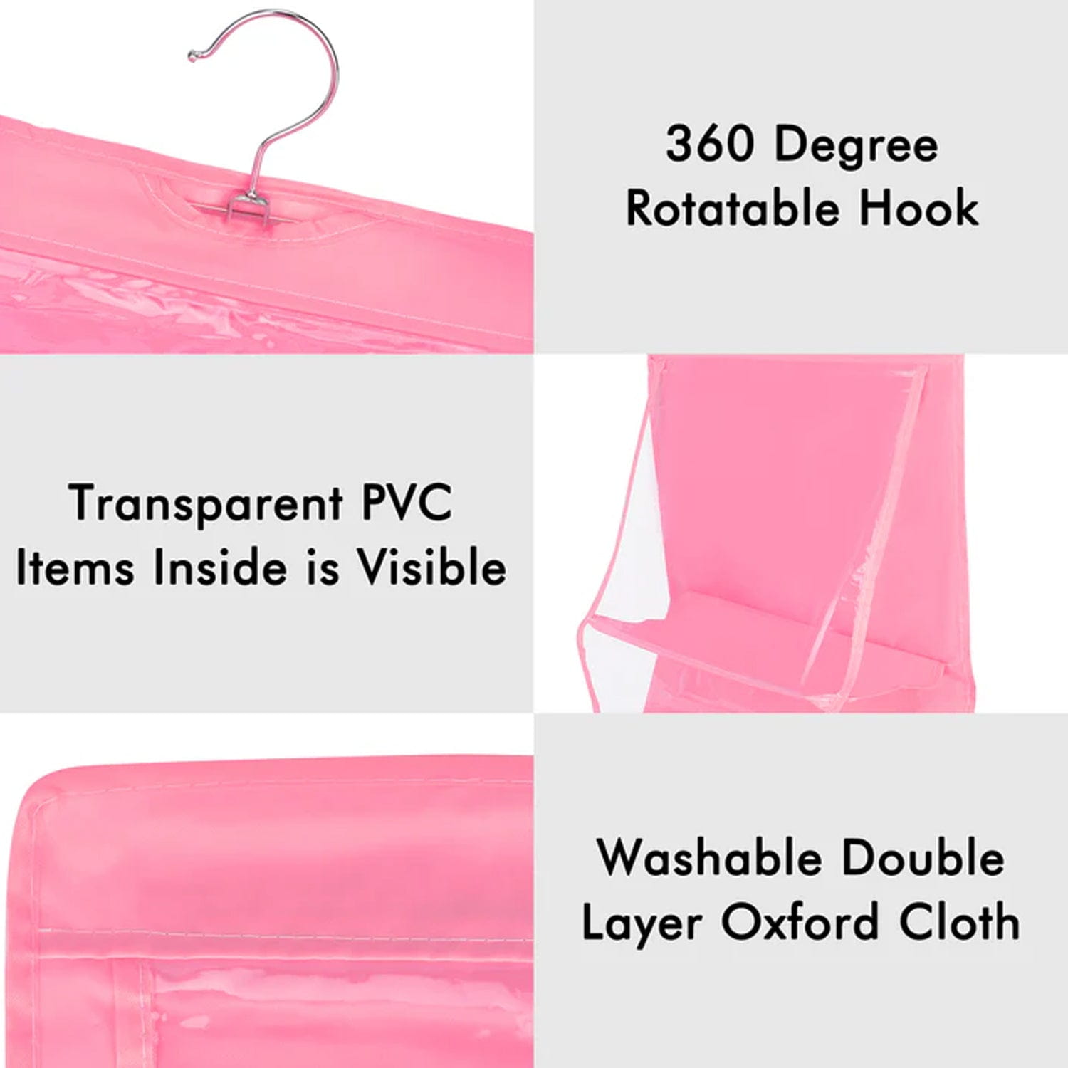 Wukusy Home Improvement 6 Pockets Hanging Purse Handbag Organizer Clear Hanging Shelf Bag (1 Pc)