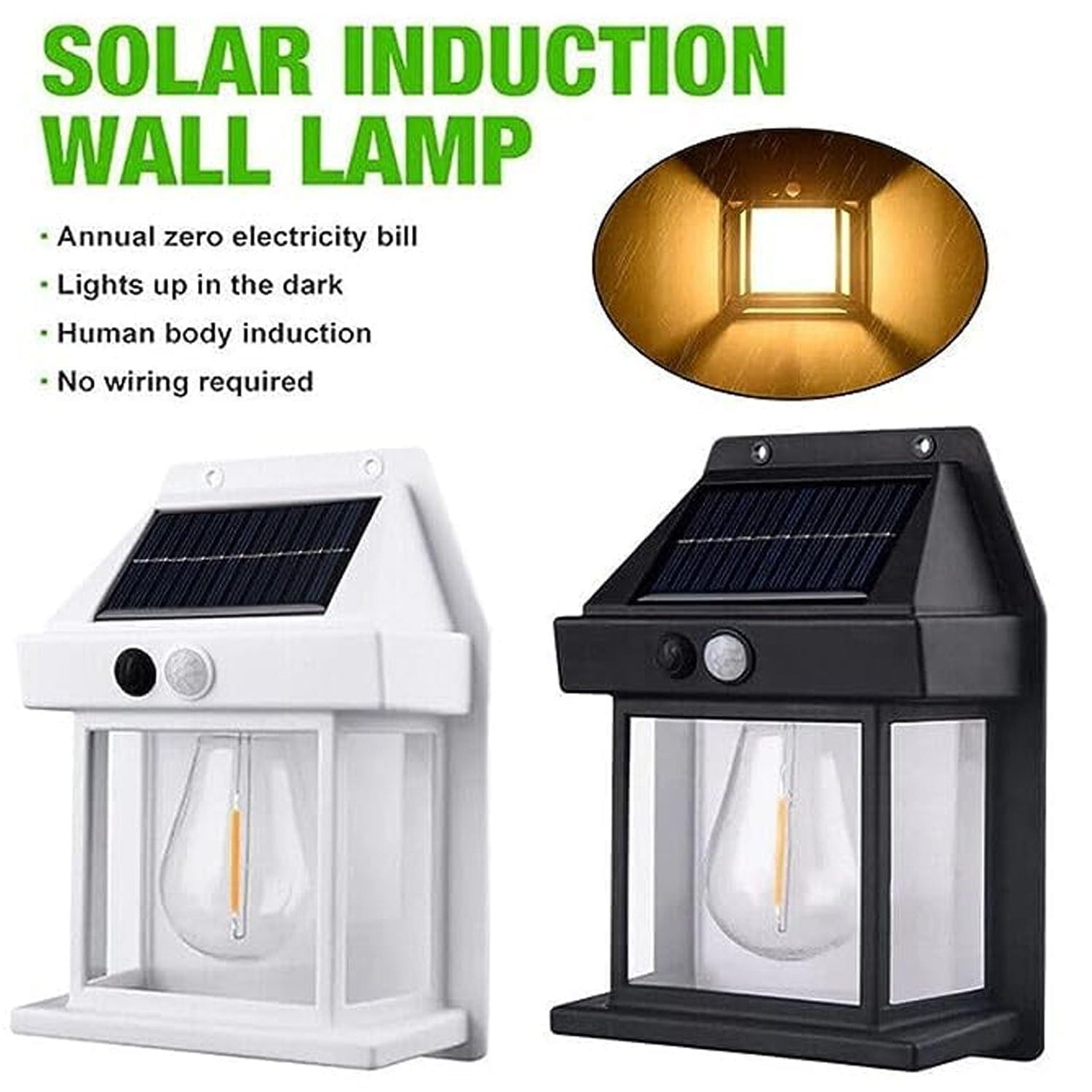 Wukusy Home Improvement 9428 Solar Wall Lights  Lamp Outdoor Wireless Dusk To Dawn Porch Lights Fixture Solar Wall Lantern With 3 Modes  Motion Sensor Waterproof Exterior Lighting With Clear Panel (1 Pc )