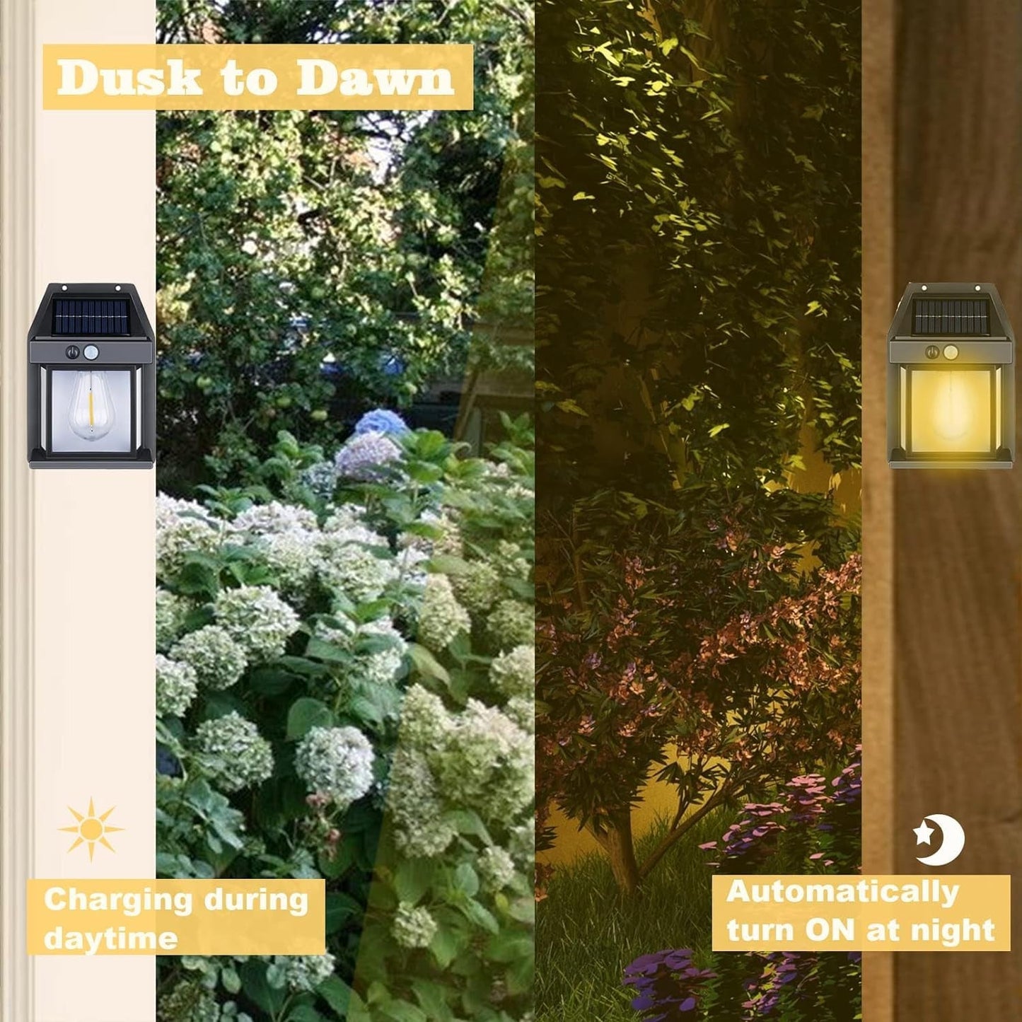 Wukusy Home Improvement 9428 Solar Wall Lights  Lamp Outdoor Wireless Dusk To Dawn Porch Lights Fixture Solar Wall Lantern With 3 Modes  Motion Sensor Waterproof Exterior Lighting With Clear Panel (1 Pc )