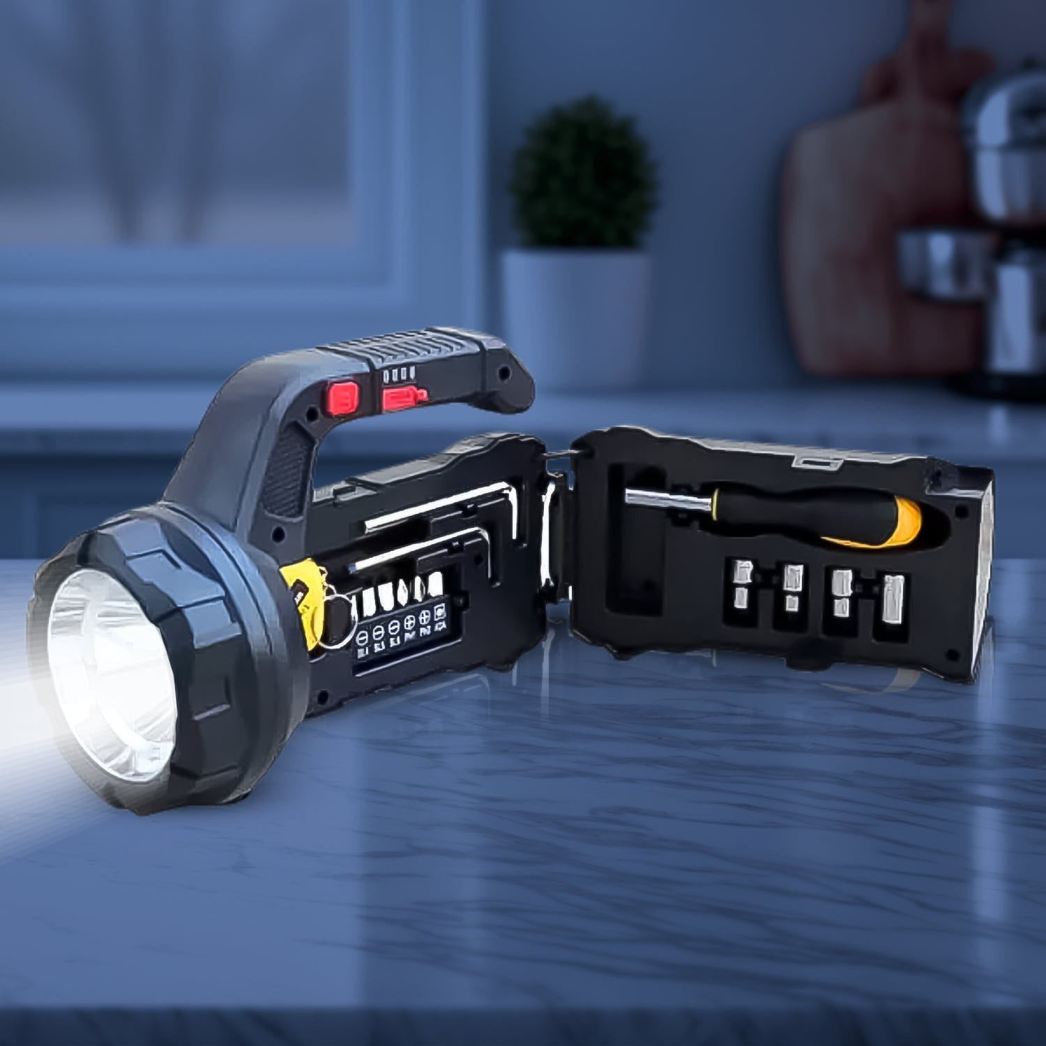 Wukusy Home Improvement Multi Functional Sos Light With Tool Box Torchlight (18 W)