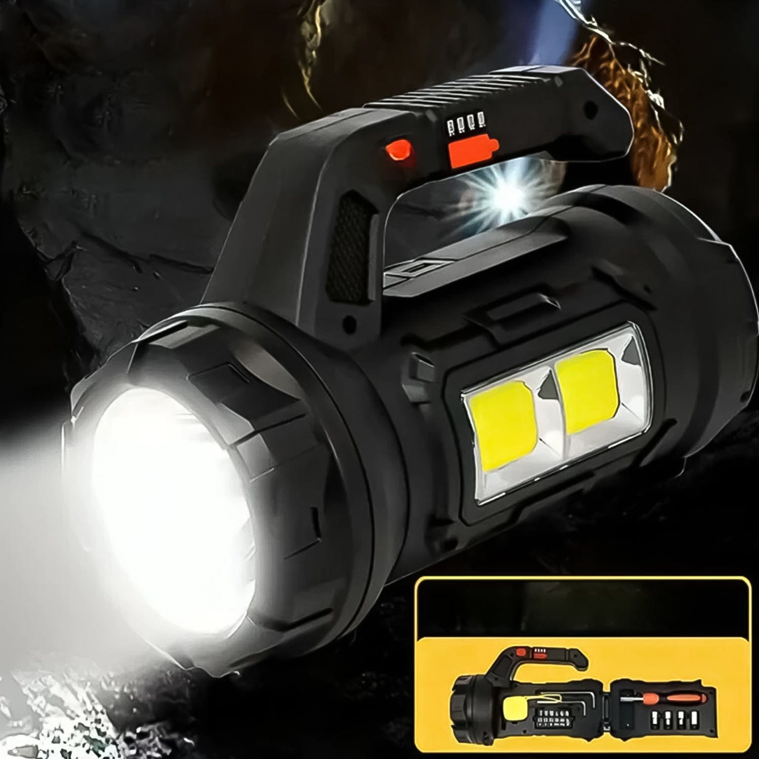 Wukusy Home Improvement Multi Functional Sos Light With Tool Box Torchlight (18 W)