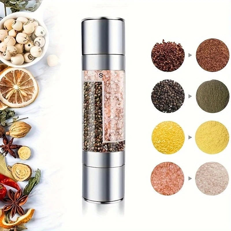 2-in-1 Salt and Pepper Grinder – Stainless Steel | 3 Levels of Coarseness